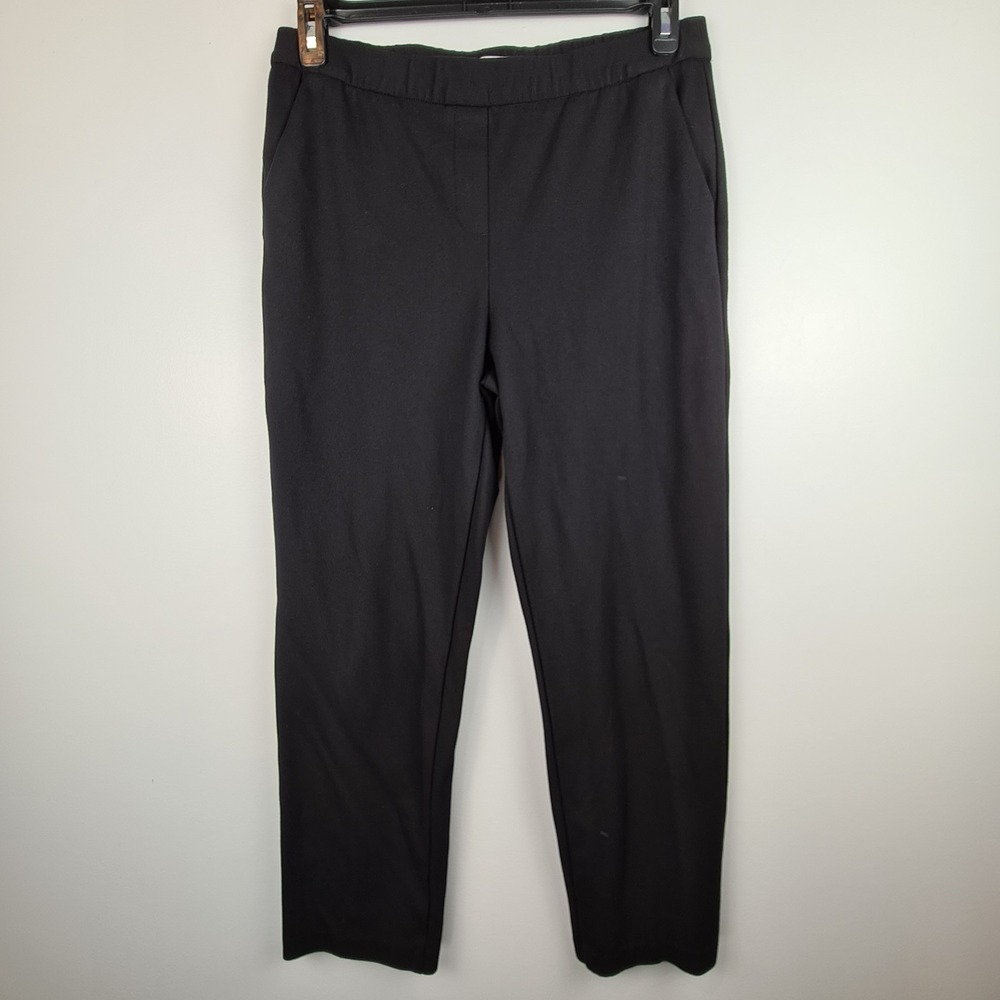 Talbots Womens Black Pull On Tapered Leg Pants Size 12 Stretch Dress Work Office